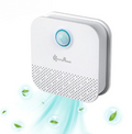 Smart cat litter box odor purifier, compact white device with biosensor for eliminating pet smells