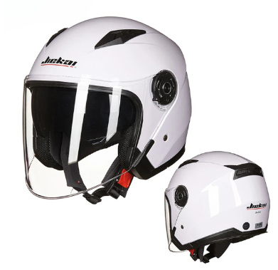 Men's dual lens motorcycle half helmet in durable ABS material with an integrated safety visor. — view 2