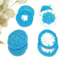 Reusable cotton face scrubbies and makeup remover pads in a set of eight for sustainable skincare