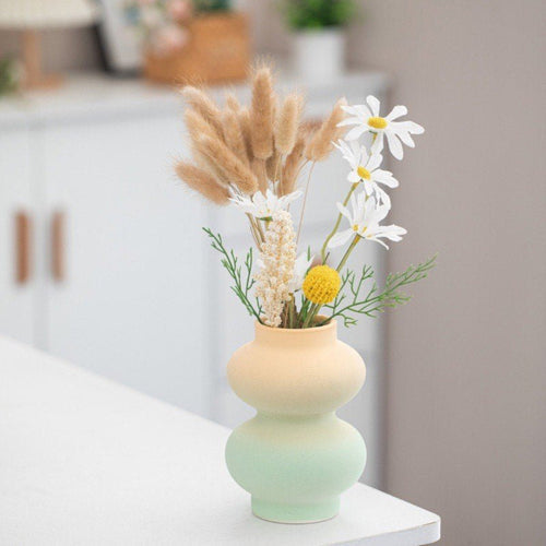 Handmade dopamine gradient ceramic vase with a modern geometric shape and smooth matte finish — view 3