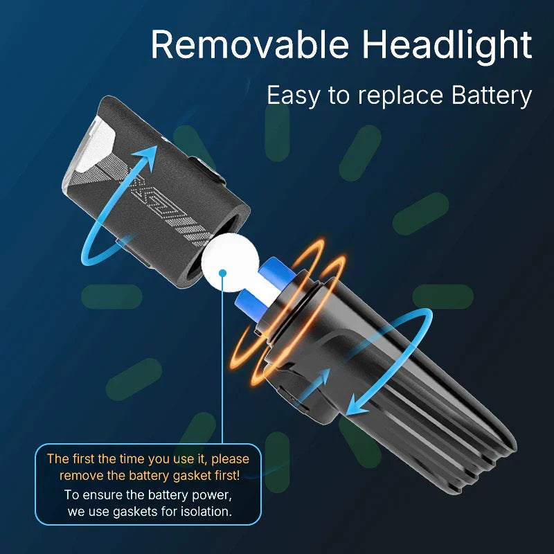 1000LM smart bike headlight in black, waterproof cycling accessory with GoPro compatible mounting system — view 3