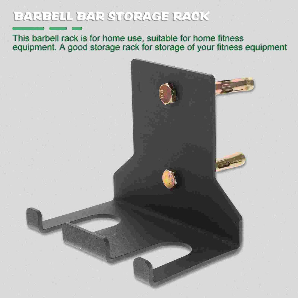 Black steel wall mounted barbell and dumbbell storage rack with mounting screws — view 4