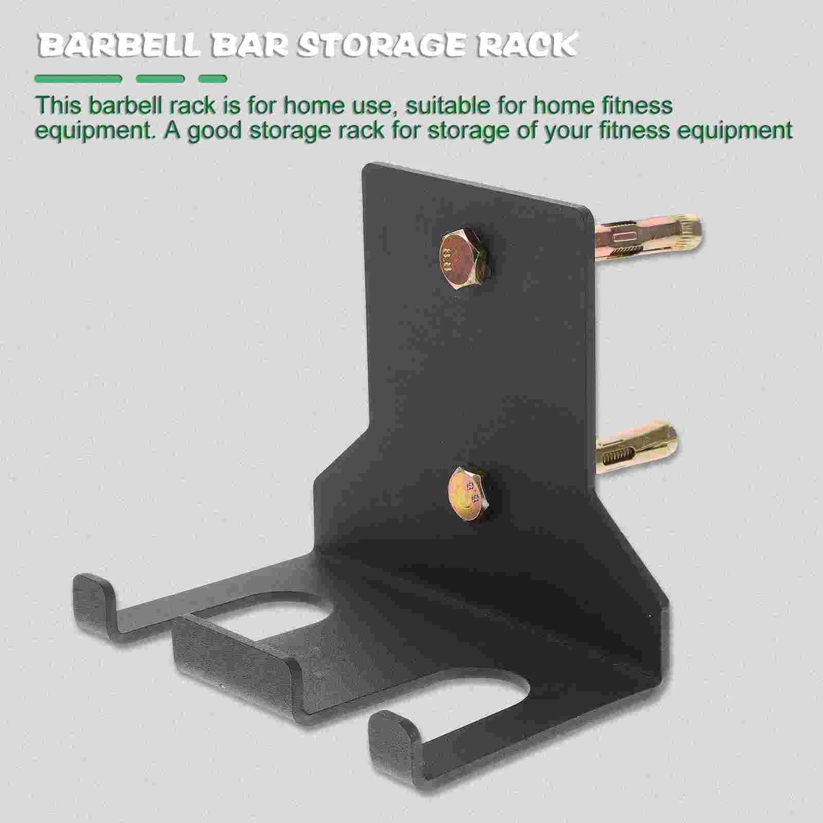 Black steel wall mounted barbell and dumbbell storage rack with mounting screws — view 4
