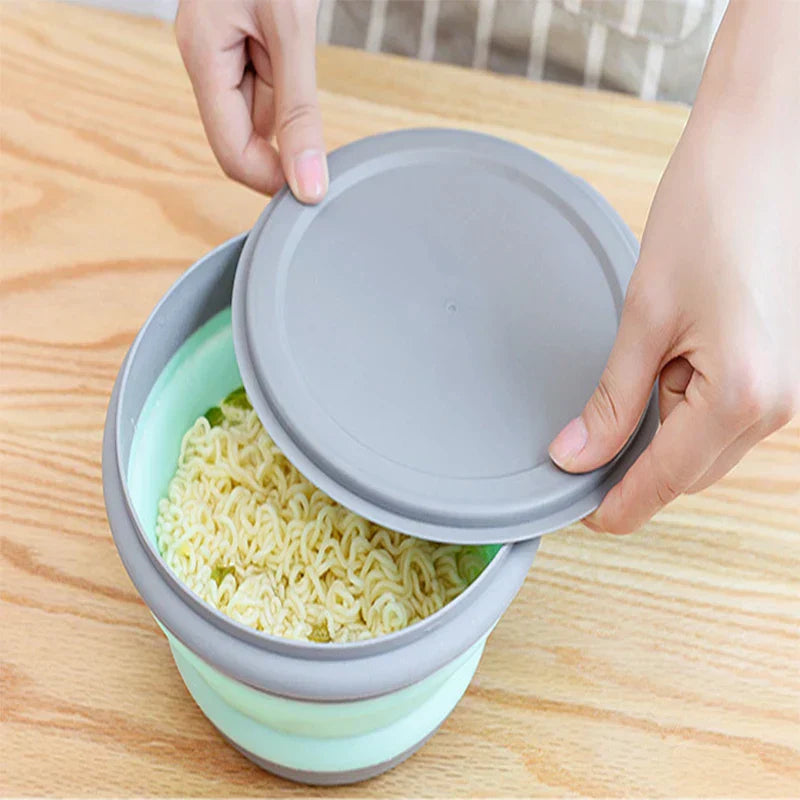 Three piece collapsible silicone folding camping bowl set in varying sizes for outdoor travel — view 2