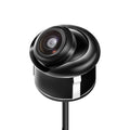 Black 1080P car backup camera with wiring cables for front and rear view installation