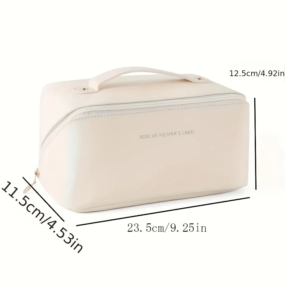Luxury PU leather makeup bag cosmetic organizer pouch with a secure zipper closure for travel. — view 2