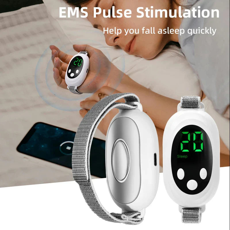 White intelligent sleep aid device with an adjustable skin-friendly hand strap for anxiety and insomnia relief — view 2