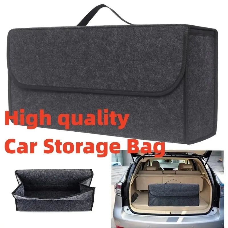 Car trunk organizer in large grey soft felt with anti-slip base and spacious storage compartments — view 5