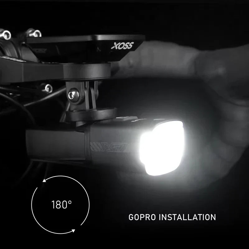 1000LM smart bike headlight in black, waterproof cycling accessory with GoPro compatible mounting system — view 5