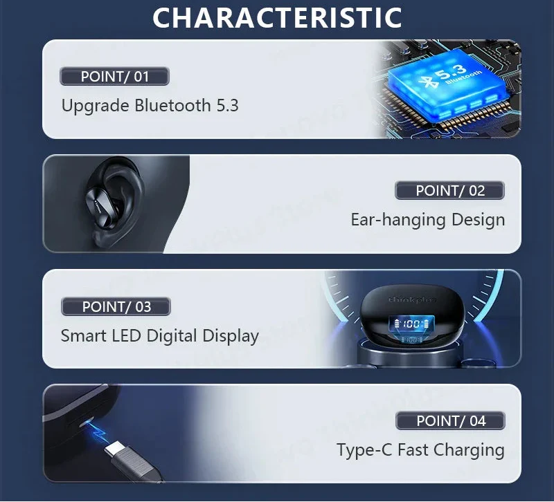 Black wireless Bluetooth earbuds with smart LED digital display charging case and ergonomic in-ear design — view 5