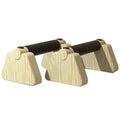 50cm brown beech wood push up bars parallettes with non-slip cotton grip wraps