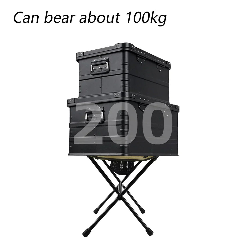 Portable folding camping stool in green Oxford cloth with aluminium frame and storage bag — view 2