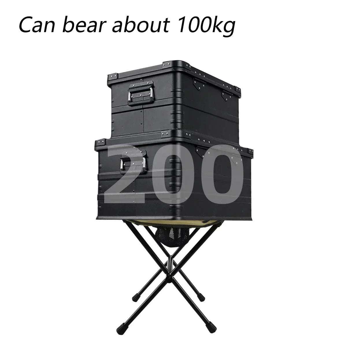 Portable folding camping stool in green Oxford cloth with aluminium frame and storage bag — view 2