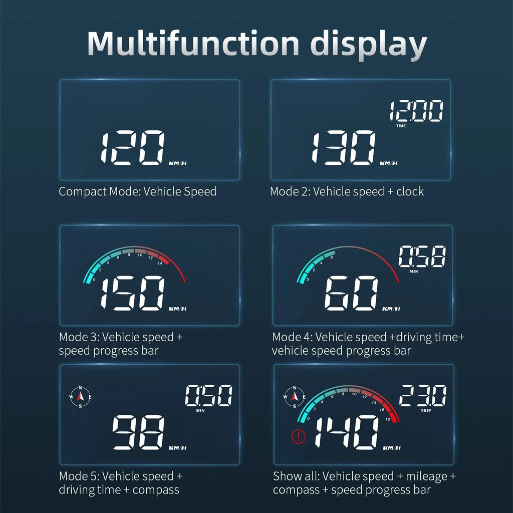 M22 GPS head-up display projecting digital speedometer onto car windshield in black — view 5