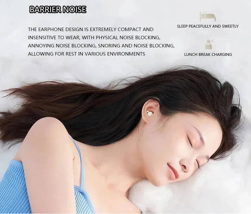 Mini invisible wireless earbuds in charging case with soft silicone ear tips for comfortable sleep — view 4
