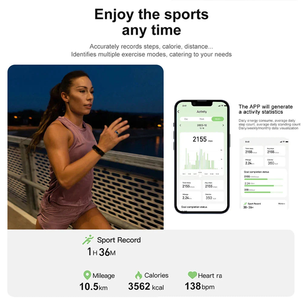 Titanium steel smart ring, sleek metallic wearable health tracker for fitness and daily activity monitoring — view 3