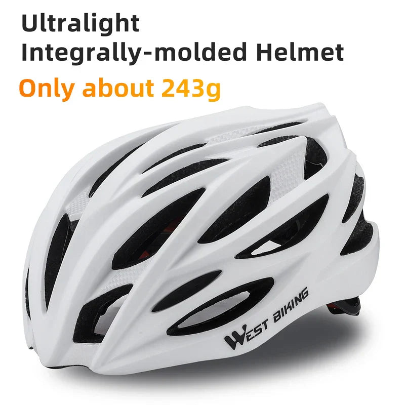 Ultralight white cycling helmet with aerodynamic design, integrated molding, and breathable ventilation slots — view 3