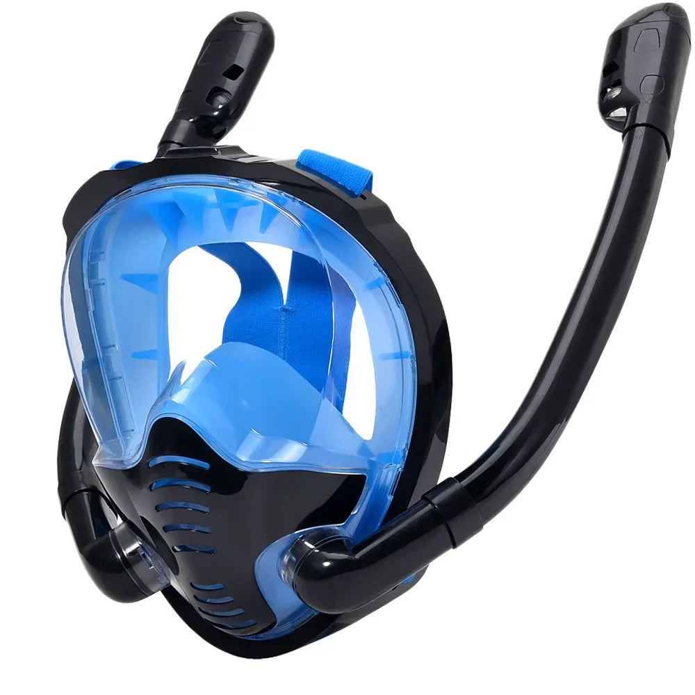 180 degree panoramic snorkeling mask with silicone dry top and built in camera mount