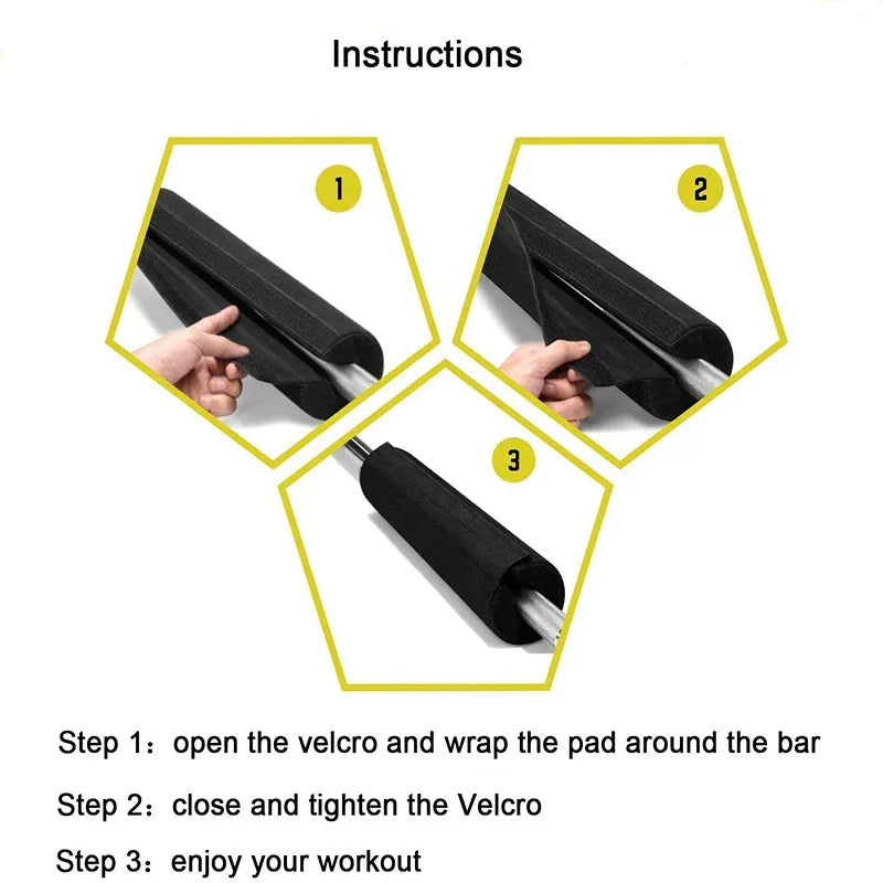 Black high-density foam fitness barbell squat pad with breathable cover for weightlifting — view 5