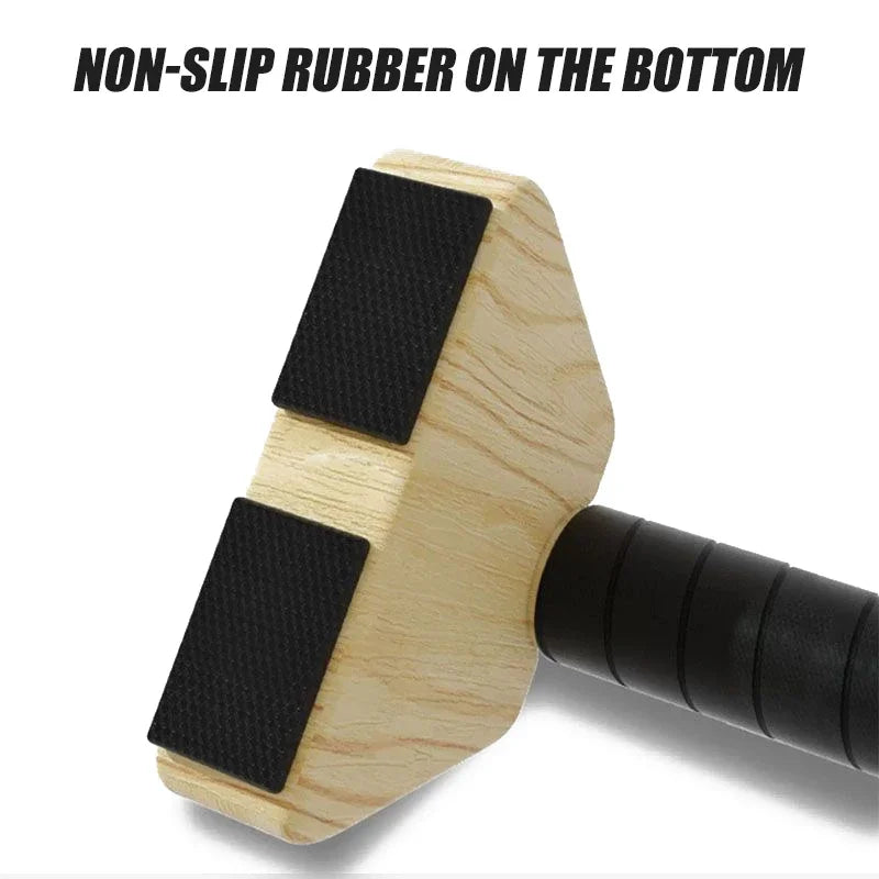 50cm brown beech wood push up bars parallettes with non-slip cotton grip wraps — view 3