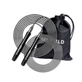 Professional speed jump rope with adjustable aluminium alloy handles and double bearing system for fitness training.