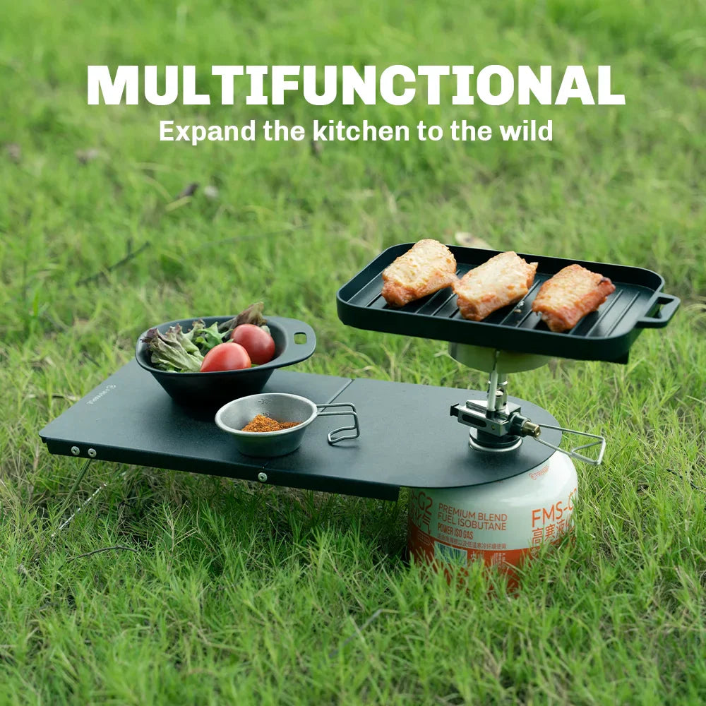 Black ultralight foldable aluminum camping table set for outdoor cooking and solo backpacking adventures — view 5