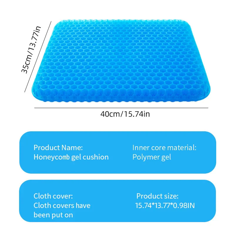 Blue 3D honeycomb gel seat cushion cooling pad for car and office chairs — view 5