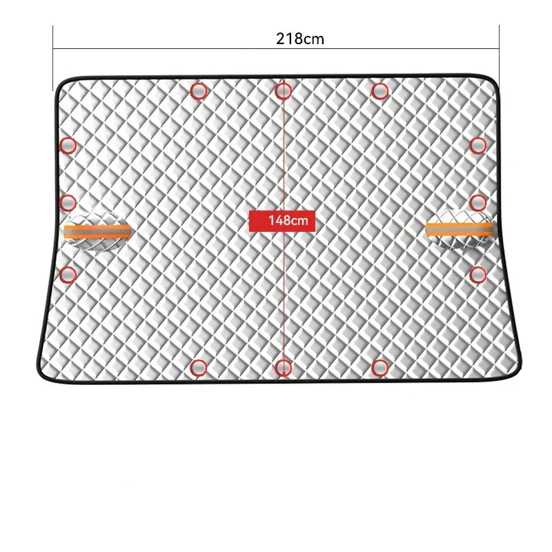 Magnetic car windshield cover in black oxford cloth protecting a vehicle from snow and ice — view 3