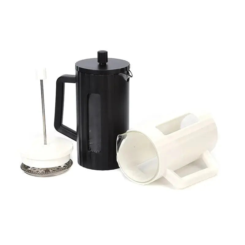 Borosilicate French Press coffee maker in black with glass carafe and stainless steel mesh filter — view 2