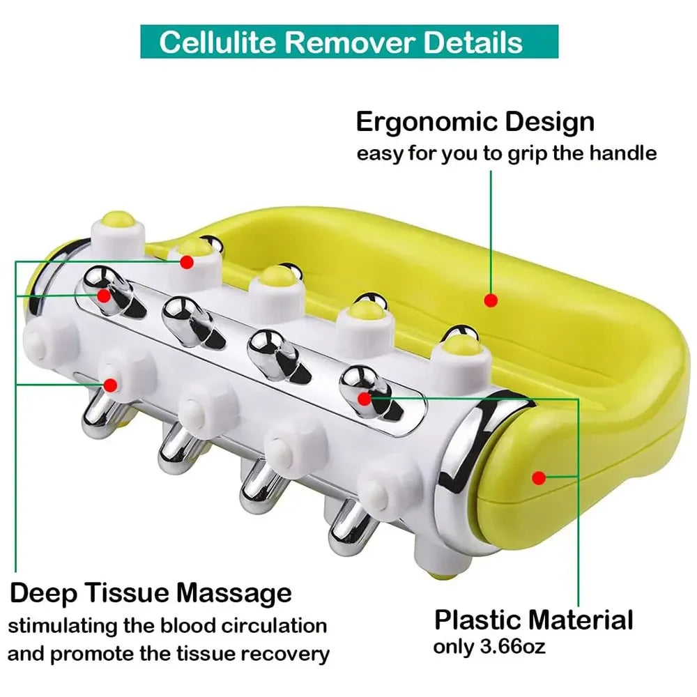 Yellow deep tissue cellulite massage roller and fascia release tool for muscle recovery. — view 2