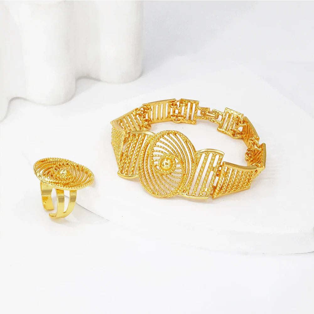 NNEOBA Gold Plated Bridal Jewelry Set for Women