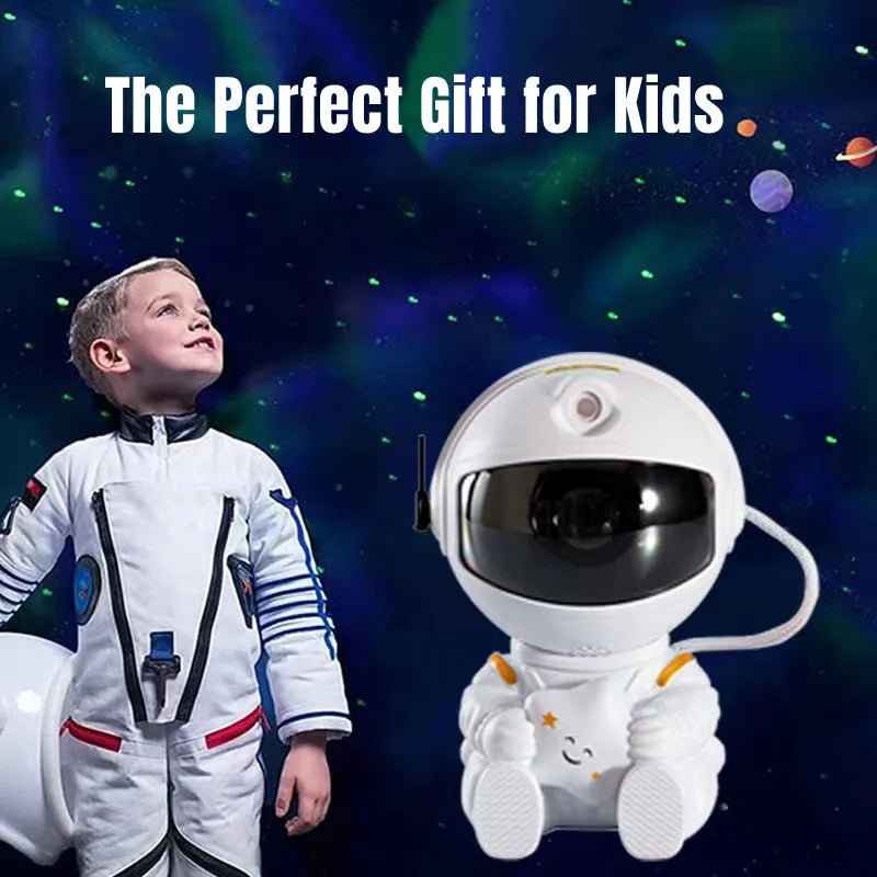 LED Astronaut Galaxy Star Projector night light in white casting colorful starry sky and nebula — view 4