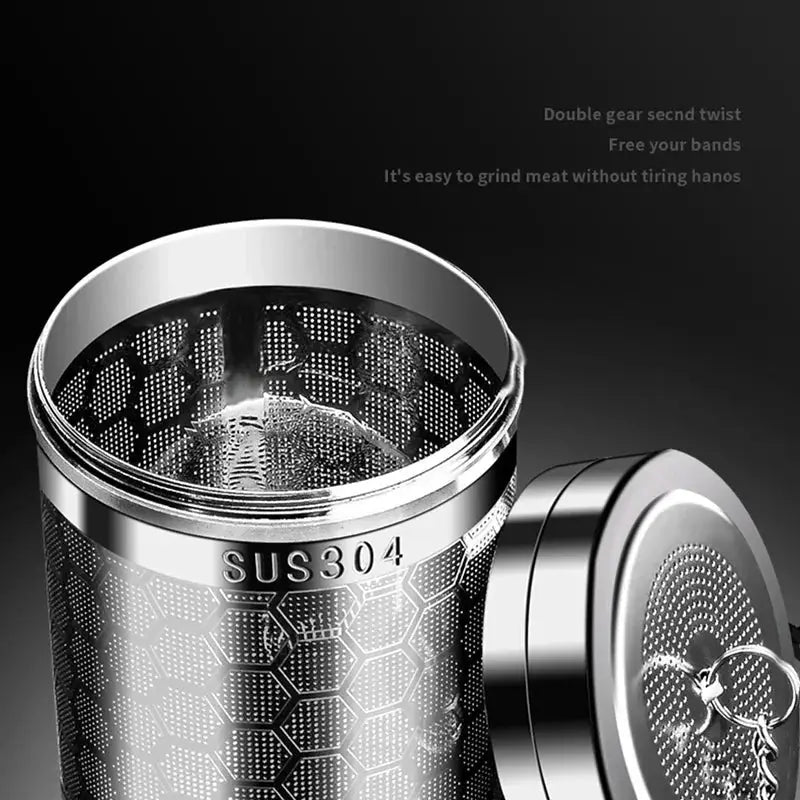 Fine mesh stainless steel tea infuser, silver reusable strainer with a secure locking lid and chain — view 7