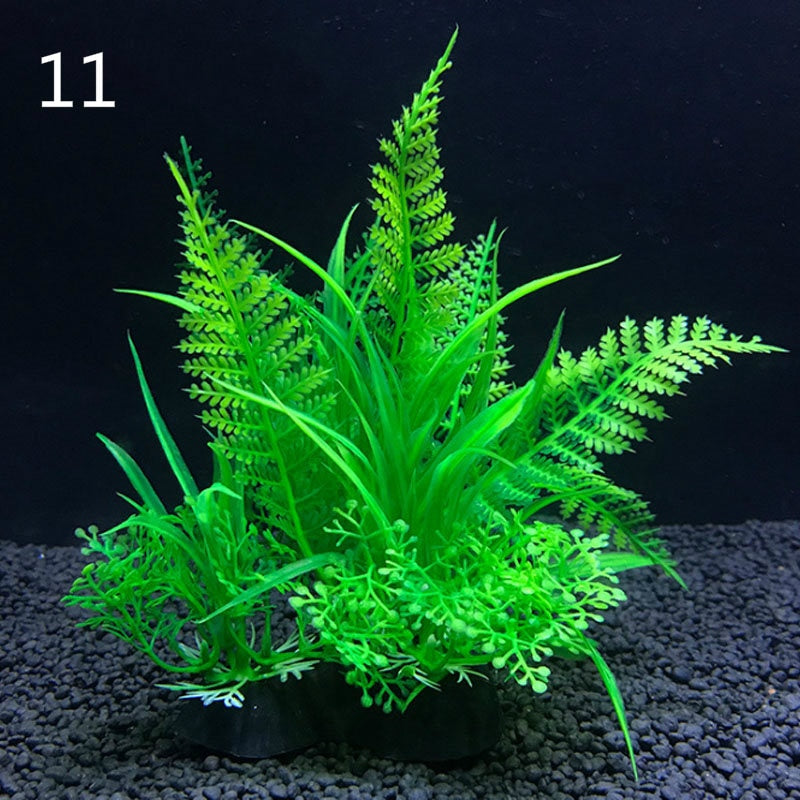 Artificial aquarium decor plant in vibrant green with realistic leaves for fish tank decoration — view 3