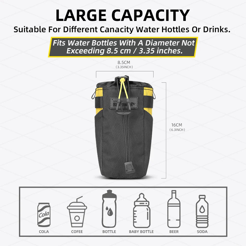 High-visibility yellow insulated nylon handlebar tool bag for road bikes with 1L capacity. — view 4