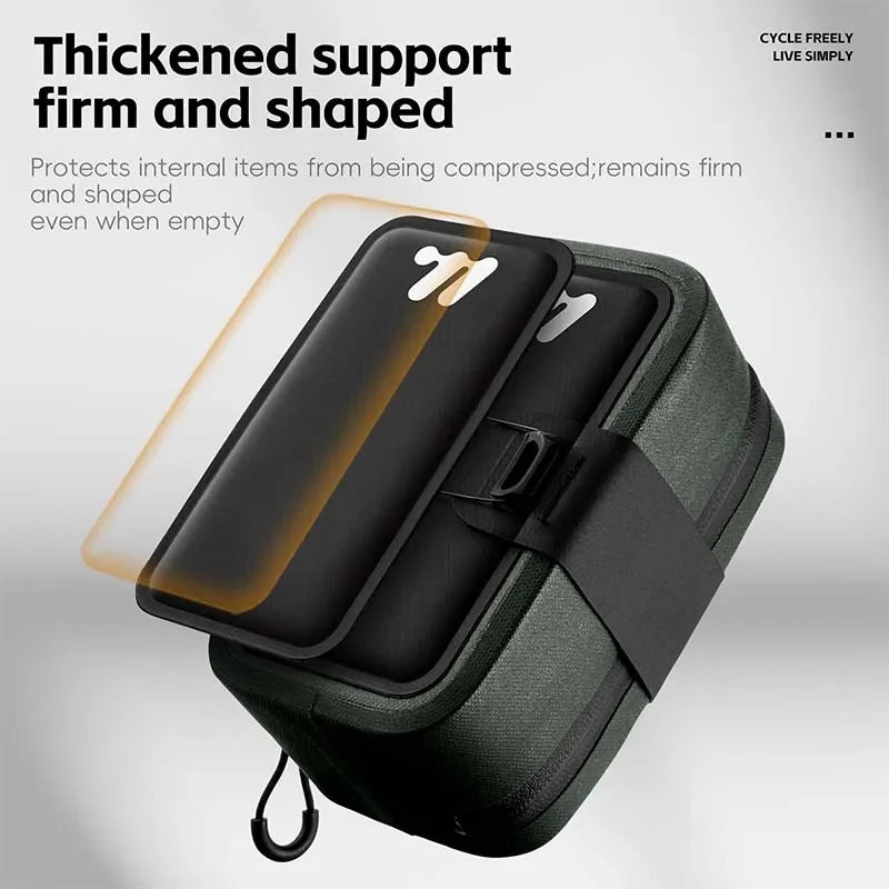 Green waterproof mini bicycle saddle bag made of 600D TPU with a rotating lacing buckle — view 5
