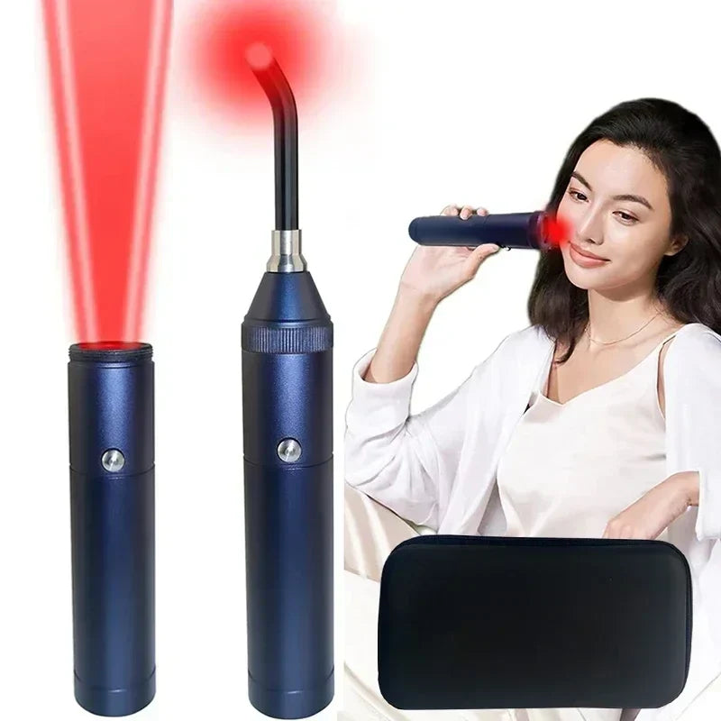 Blue 3-in-1 red light therapy wand for drug-free pain relief and skin healing