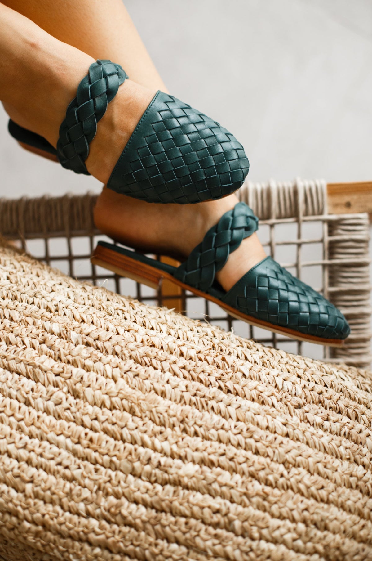 Sea Escape Woven Leather Slide Sandals-4
