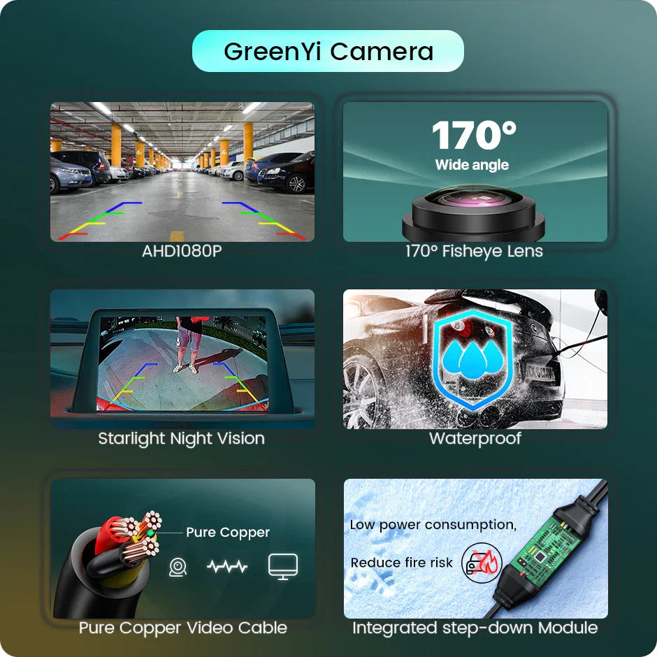 Black universal car backup camera with wide-angle lens for front and rear view monitoring — view 3
