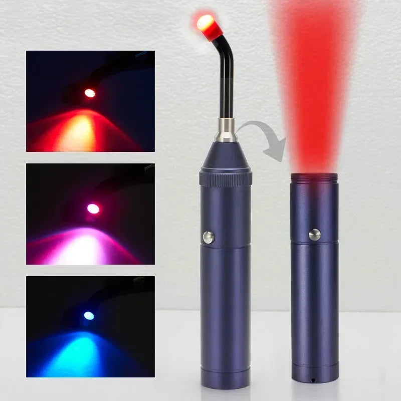 Blue 3-in-1 red light therapy wand for drug-free pain relief and skin healing — view 2
