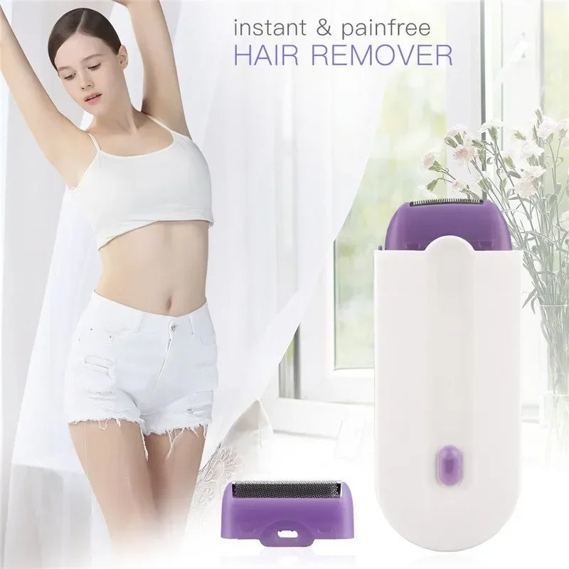 White painless electric shaver and hair removal kit for women, portable beauty grooming tool. — view 4