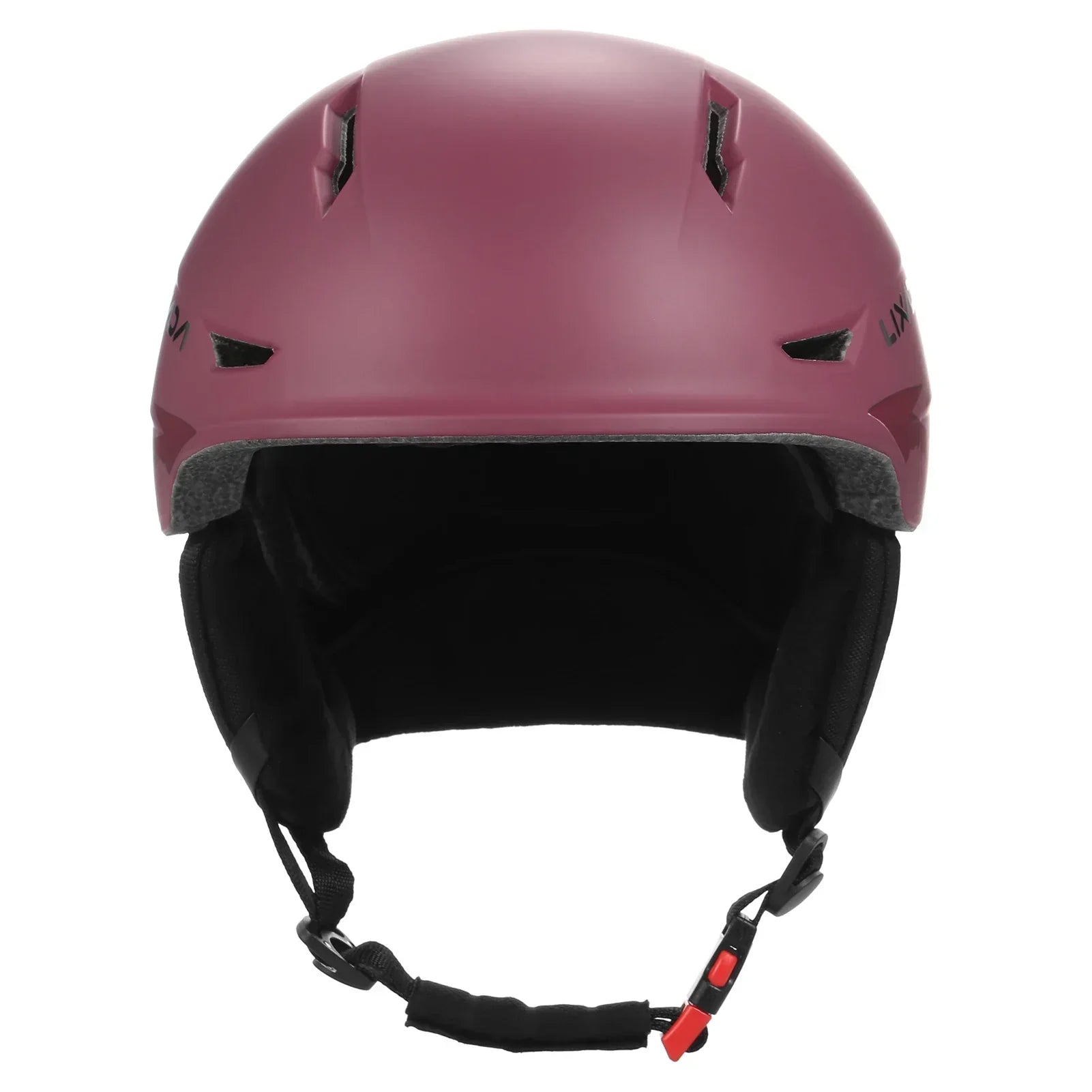 Unisex snowboard helmet featuring detachable plush earmuffs secure goggle strap and air vents for winter sports — view 2
