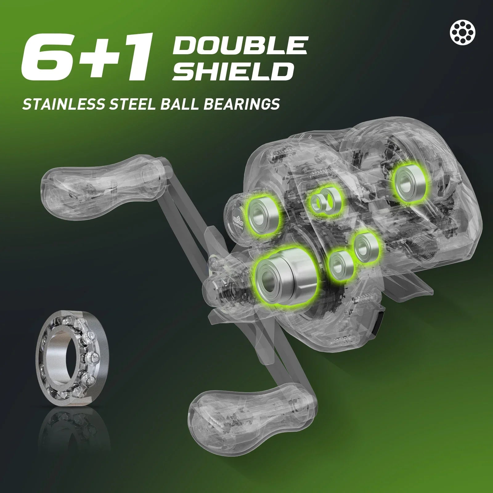 Black right handed M1 baitcast fishing reel with graphite frame and low profile design — view 3
