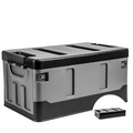 Black foldable camping storage box made of waterproof plastic with closed lid