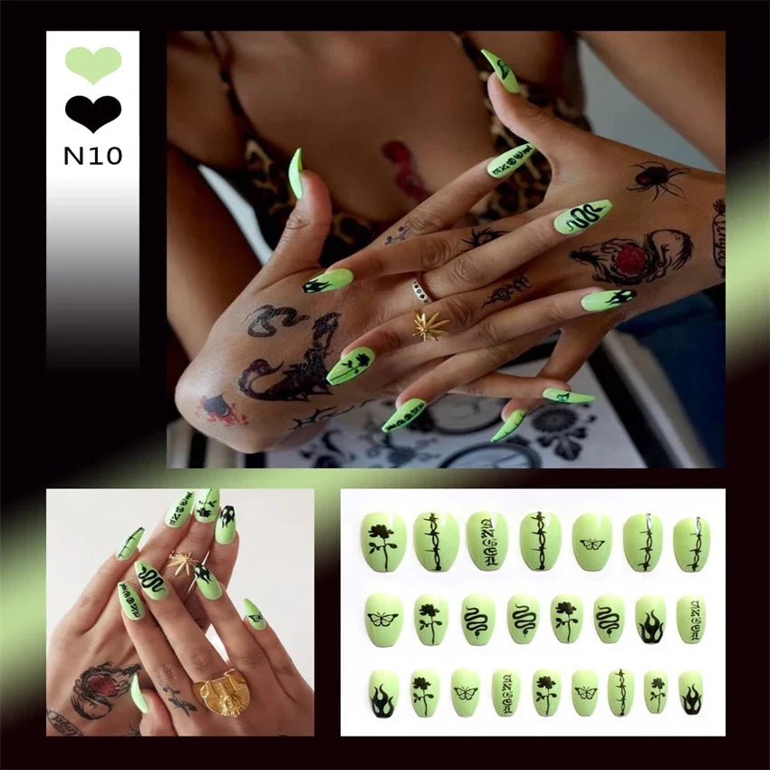 White Small Flower Acrylic Press-On Nails-44