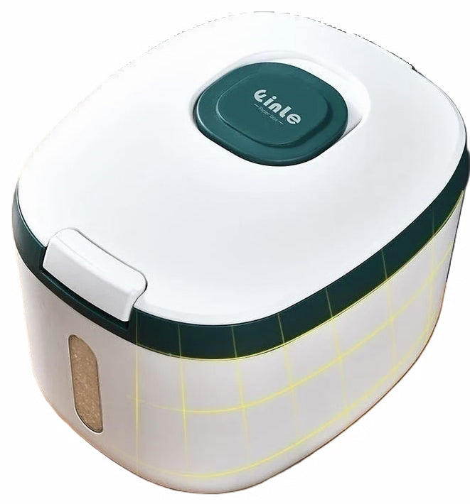 Nano-sealed kitchen food container, white stackable pest-proof storage bin for rice, grains, and pet food.