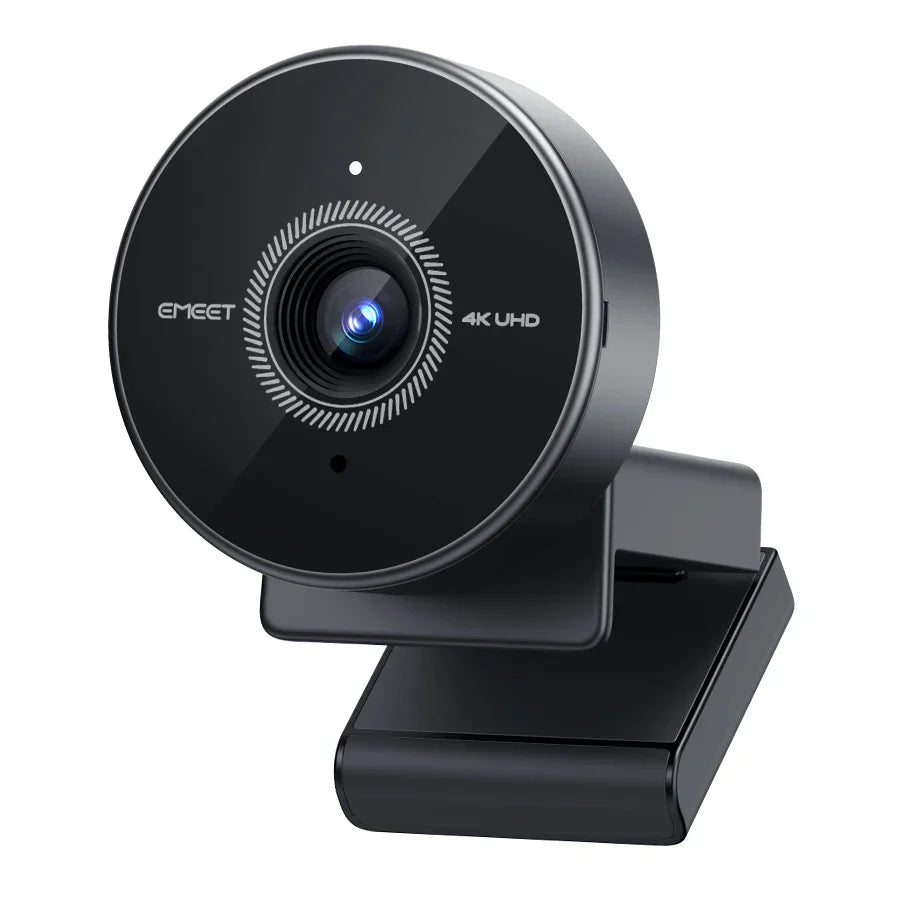 Black 4K autofocus USB webcam portable camera for computer and laptop video conferencing