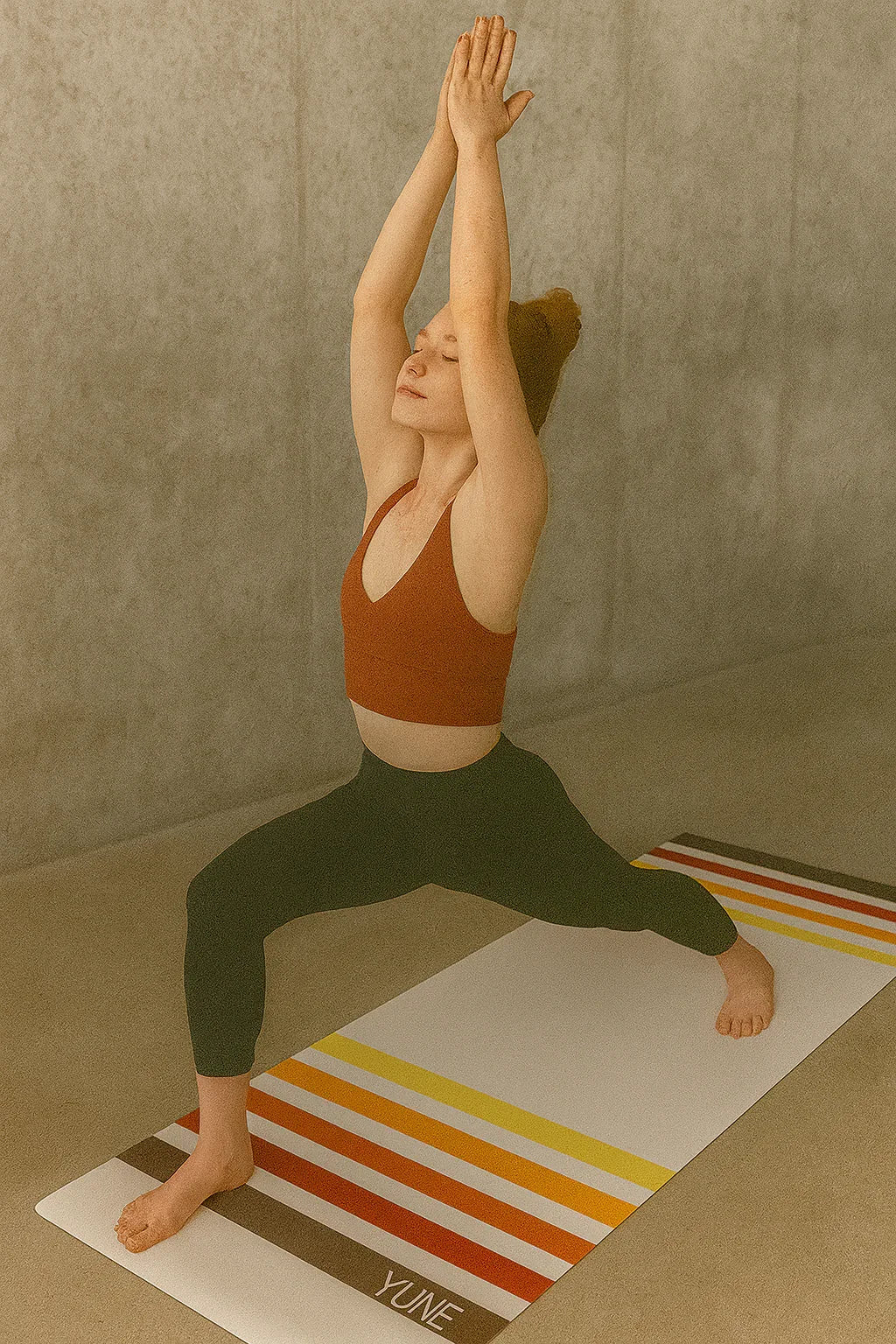 Striped lightweight 5mm yoga mat featuring a non-slip textured surface for fitness and daily exercise — view 2