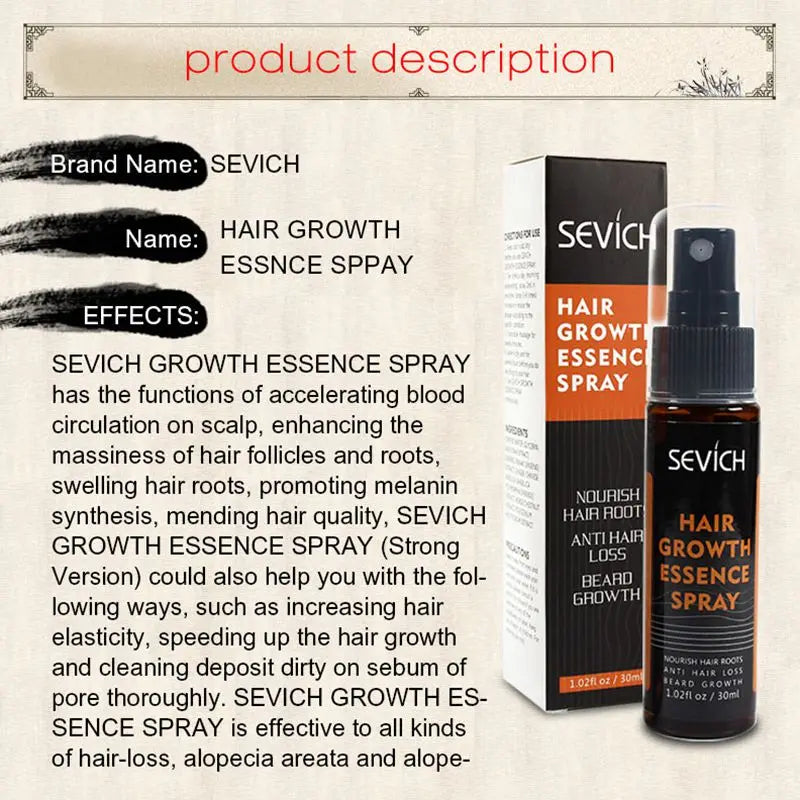 Sevich ginger hair growth spray bottle for natural scalp treatment and damaged hair repair — view 3