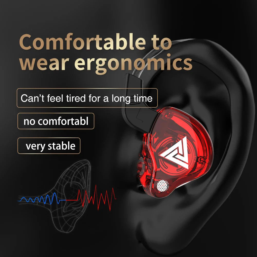 QKZ AK6 3.5mm wired earphones with clear ergonomic earbuds and durable tangle-free cable — view 3